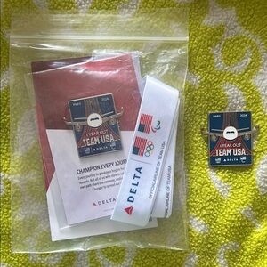 Delta Paris 2024 Olympic pins and lanyard